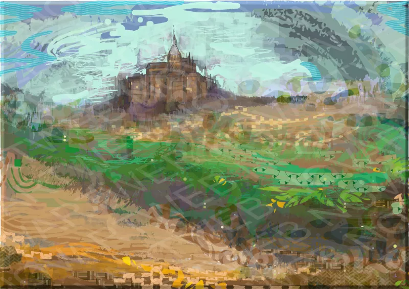 «ABBAYE DU MONT – SAINT – MICHEL» - Pinceladas enérgicas y libres que capturan la esencia del lugar con sensibilidad única. Los trazos transmiten la emoción y el misticismo de la Abbaye du Mont-Saint-Michel de Francia.