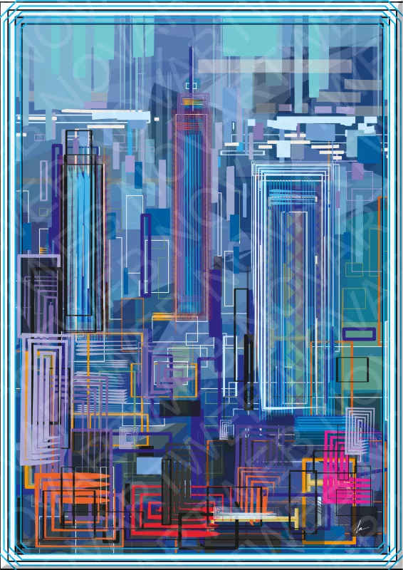 "UNDER THE SPELL est une œuvre abstraite qui s'immerge dans les gratte-ciel de New York, aux États-Unis, avec l'imposant Empire State Building comme protagoniste central. Grâce à une palette de couleurs riche et expressive, le tableau capture la fascination que ces monuments emblématiques exercent sur son public. Des tons dynamiques et des formes abstraites s'entremêlent pour évoquer l'énergie incessante de la métropole.