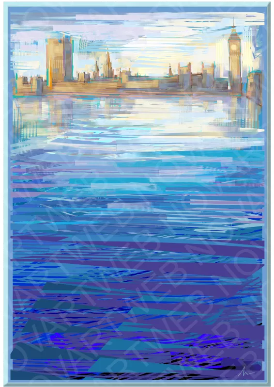 'COMPOSICIÓN CONTEMPORÁNEA' es una obra que desafía las convenciones. Con trazos audaces y una armonía de colores atrevidos, redefine la esencia misma de la composición artística. En un intrigante juego visual entre lo moderno y lo clásico, se fusionan elementos del imponente Palacio de Westminster con una perspectiva contemporánea, creando una experiencia única que trasciende las barreras temporales.