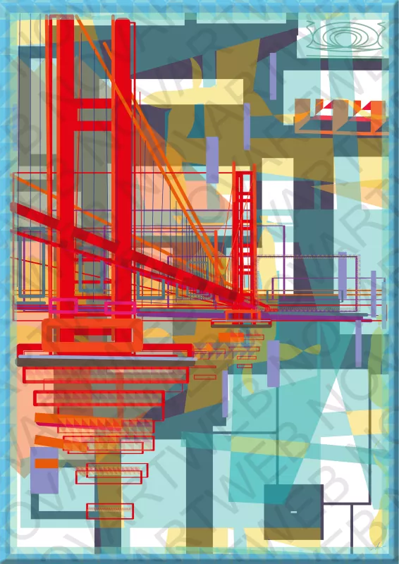"CONNECTION" est une représentation abstraite du Golden Gate Bridge aux États-Unis, qui évoque le dépassement et la transformation. L'œuvre capture l'essence de la connexion humaine dans le voyage de la vie, en fusionnant des éléments abstraits avec une esthétique moderne, amusante et distinctive.