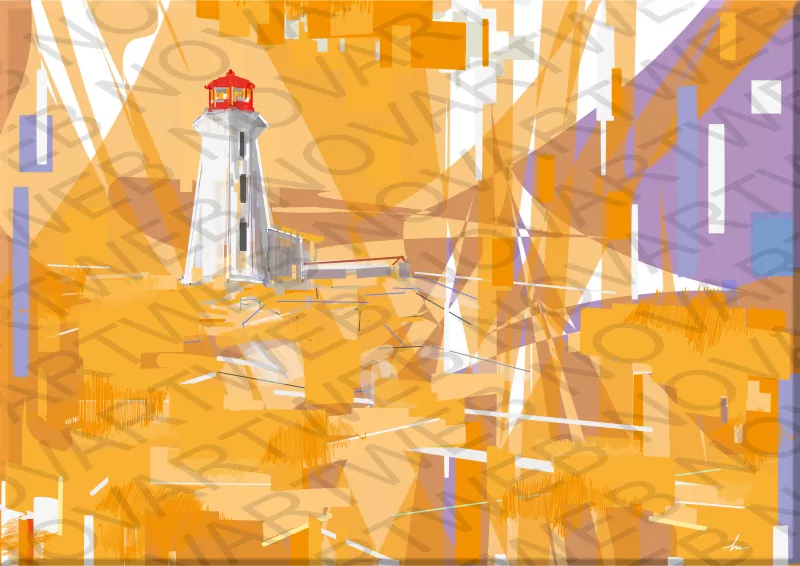 "PEGGY'S LIGHTHOUSE" symbolizes protection, a tangible refuge that we seek in our lives. The radiant luminosity of the work embraces us with security, becoming a metaphor for the search for truth and inner enlightenment. It reminds us that, in our search for authenticity, there is always a lighthouse to guide us and show us the way.