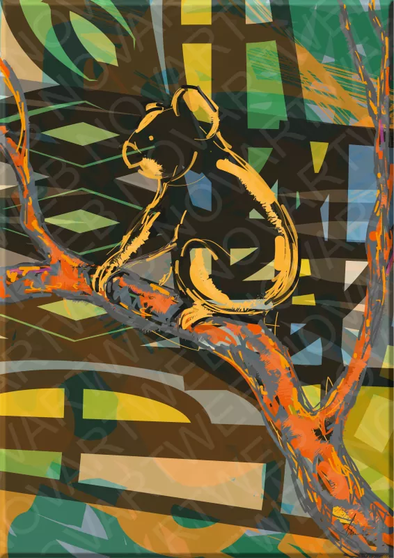 «ENCUENTRO NATURAL» - A través de la fusión de lo figurativo con lo abstracto, «Encuentro Natural» captura la esencia de la conexión entre el koala y su hábitat, transmitiendo una sensación de serenidad. Es un tributo a la belleza de la naturaleza y tiene como objetivo proteger a esta especie única que habita en ella.