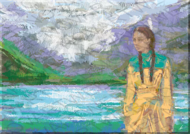 "ORIGINAL PEOPLES" symbolizes the growth, both personal and communal, of Canada's First Nations. Rooted in their traditions and honoring their ancestors, they have flourished over time. The work reflects this fusion, manifesting the multiple layers of identity that intertwine these three First Nations.