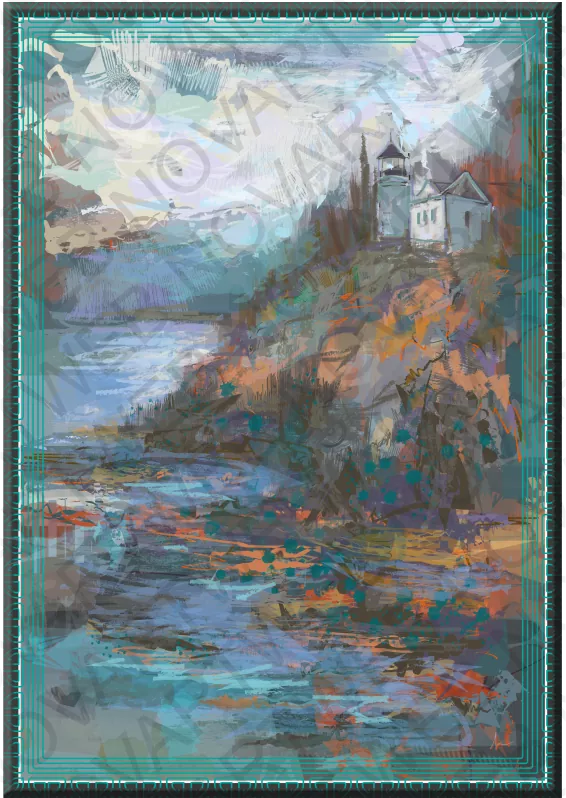 GUIDING THE NIGHT" représente le phare de Bass Harbor Head Light, aux États-Unis, à la lumière du jour, se fondant harmonieusement dans son environnement naturel. Malgré sa discrétion diurne dans ce paysage américain, le titre fait allusion à sa métamorphose au crépuscule, où il devient le protagoniste principal. Cette œuvre capture la dualité du phare en Amérique, de sa subtilité diurne à son rôle nocturne prépondérant, tissant un récit visuel de transformation à chaque transition lumineuse.