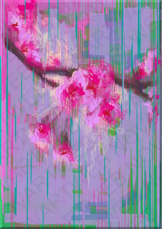 «HANAMI»: Un homenaje a la belleza y fragilidad de la naturaleza, y a la tradición japonesa de admirar la efímera floración del árbol del cerezo. Los tonos rosas y verdes evocan serenidad y tranquilidad, representando la primavera y el renacimiento en Japón.