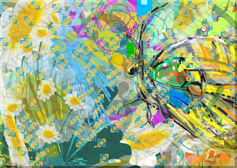 INTERACTION: Butterfly in contact with its natural environment, symbolizing the recognition of its connection with the whole.