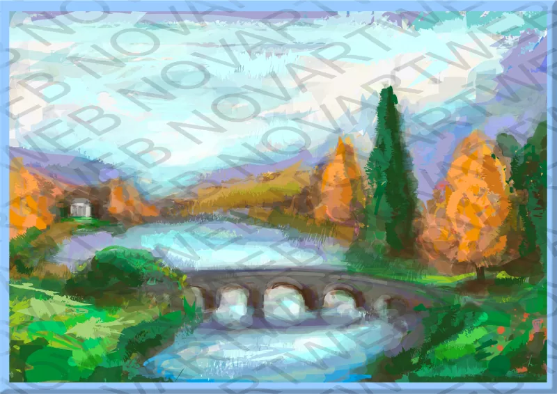 Pintura titulada 'STOURHEAD PARK', una invitación a sumergirse en la naturaleza, disfrutar de la calma del río y apreciar el magnífico paisaje. Una obra que captura la esencia de un lugar único y nos recuerda la belleza que nos rodea cuando aprendemos a mirar con los ojos del alma. Reino Unido.