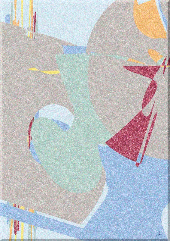 "TIME OF A SECOND" stops the rhythm with a subtle image, where the abstract manifests itself in pastel tones and soft shapes that suggest an emotional pause.