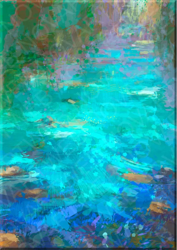 Continuous Flowing Nature Canvas Painting, River Course in Motion