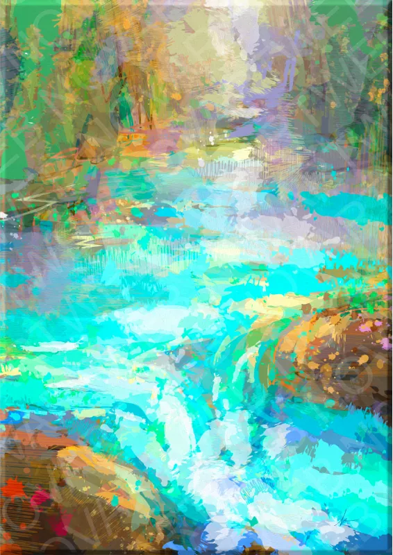 Canvas work Natural Transit, stream of water between rocks in the foreground