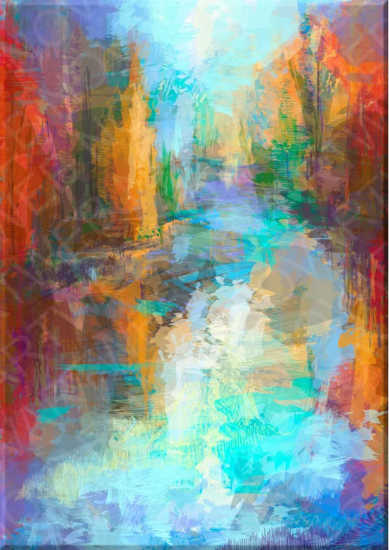 Summer Farewell canvas print, natural landscape with warm tones and fresh water